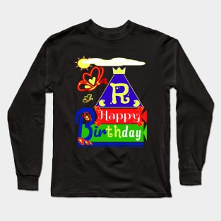 Happy Birthday Alphabet Letter (( R )) You are the best today Long Sleeve T-Shirt